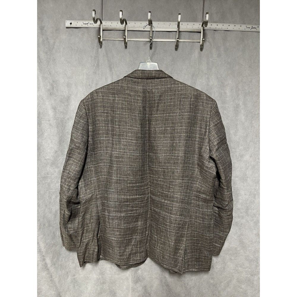 Joseph Abboud Blazer Men 54L Beige Brown Plaid Italian Fabric Nova Linen Luxury‎ - Picture 7 of 12